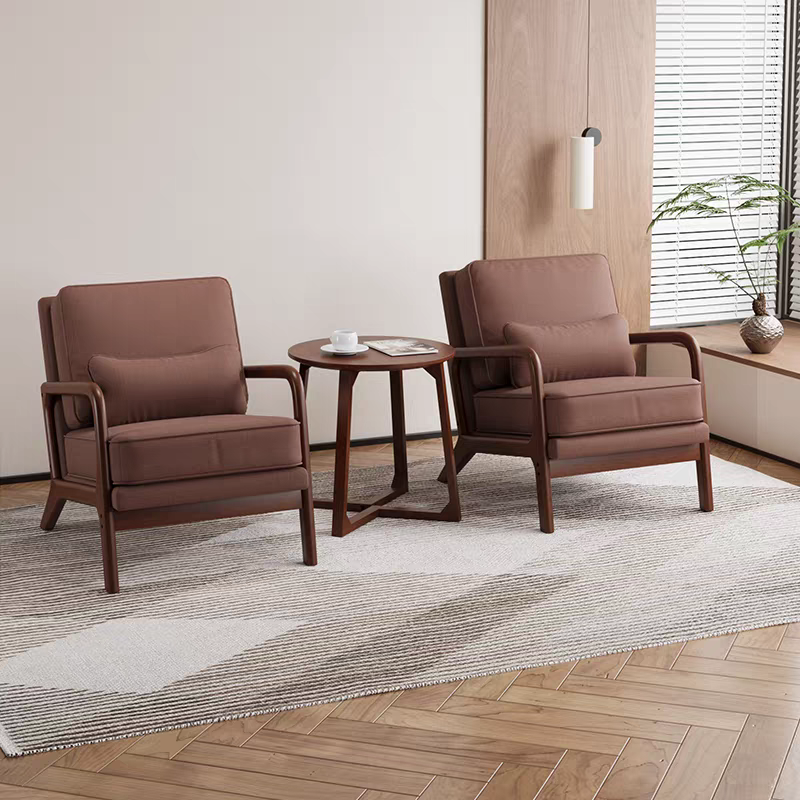 Ensemble de salon 3 pièces avec 2 fauteuils et 1 table basse en bois