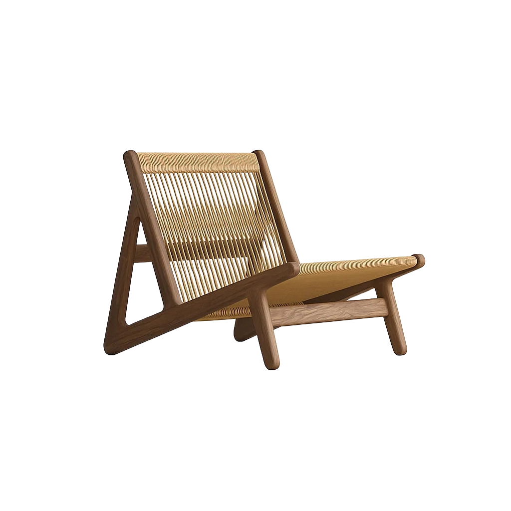 Chaise design moderne en bois massif et corde tressée