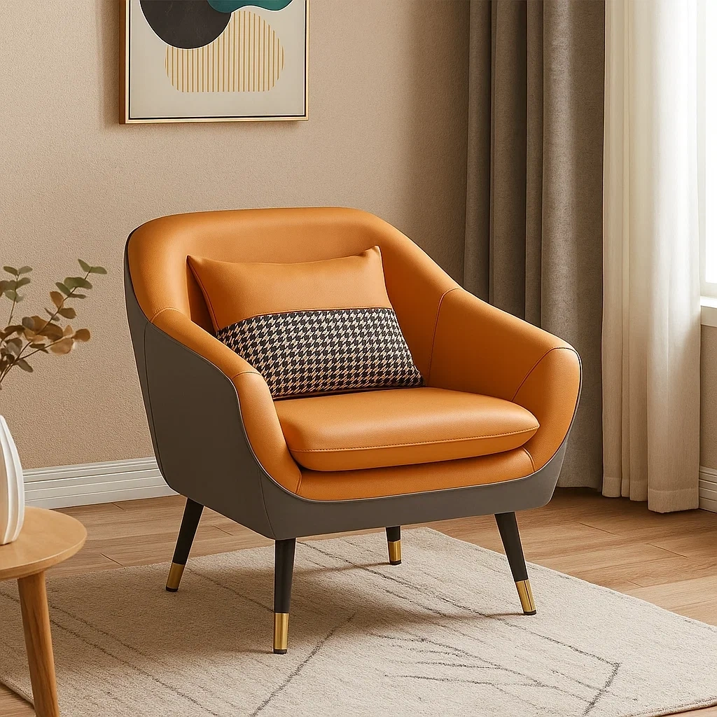 Fauteuil design moderne avec coussin décoratif intégré