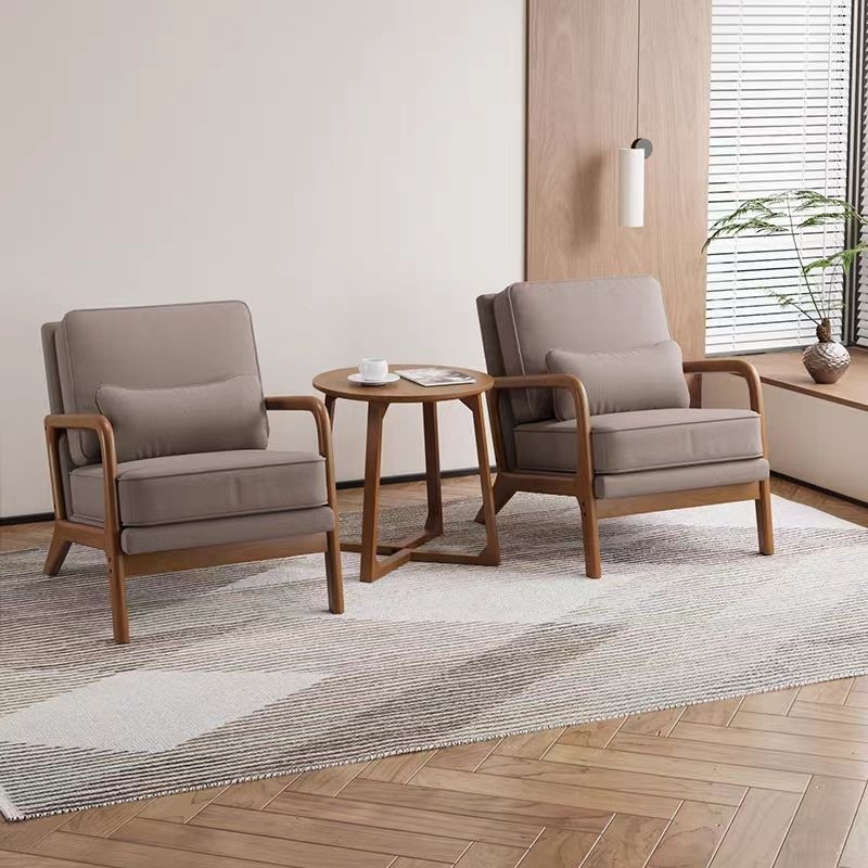 Ensemble de salon 3 pièces avec 2 fauteuils et 1 table basse en bois