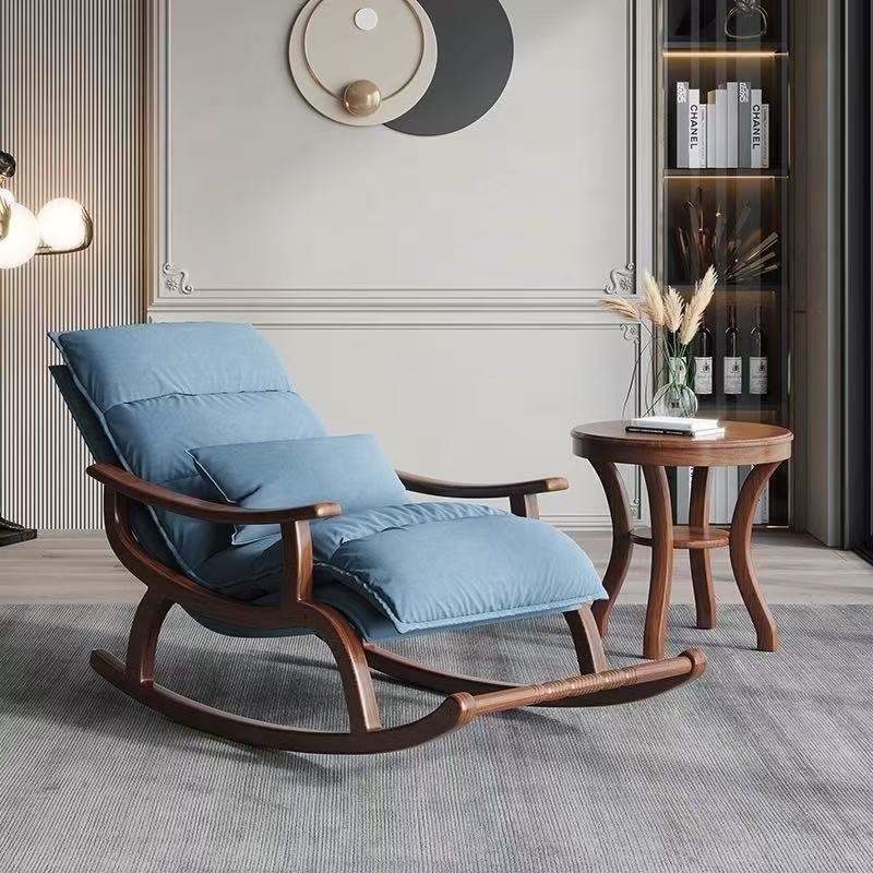 Ensemble 2 pièces avec fauteuil à bascule et table basse en bois