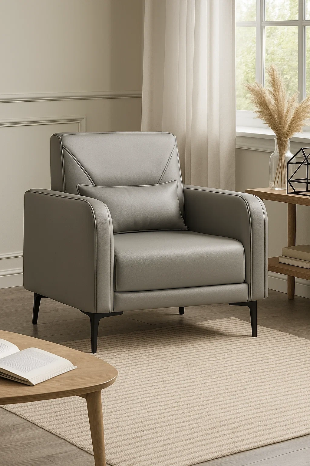 Fauteuil design moderne en cuir avec coussin de soutien