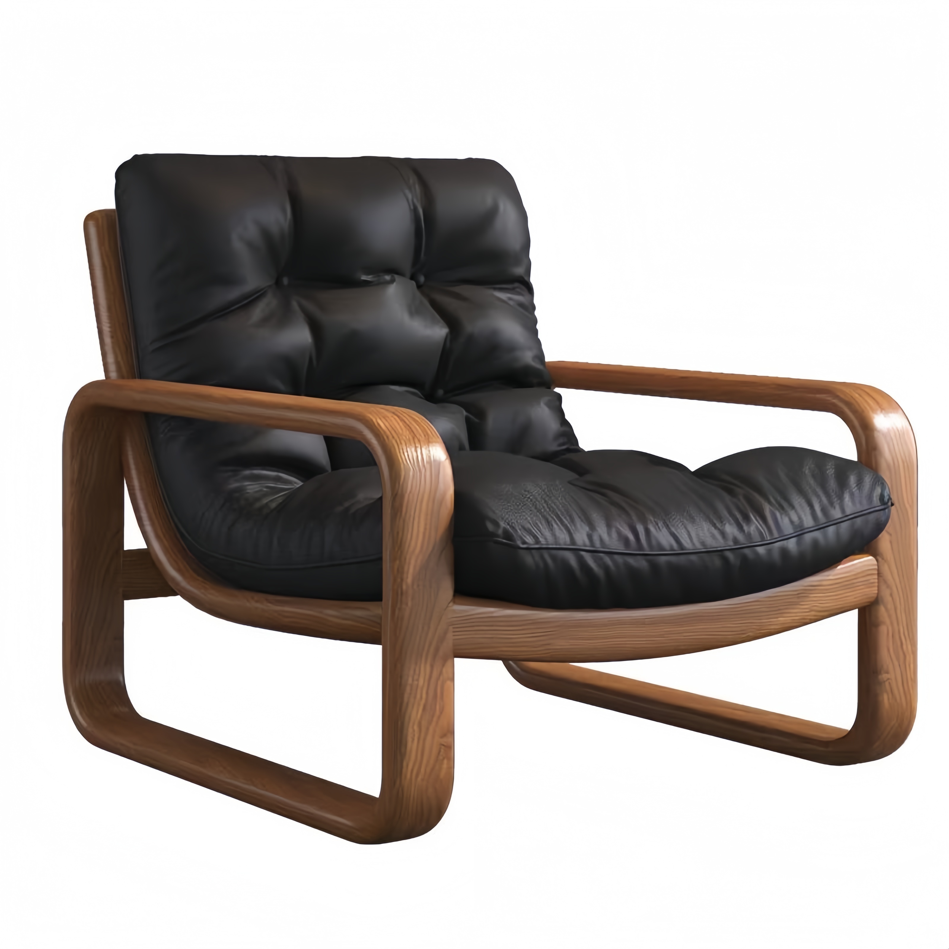 Fauteuil moderne capitonné avec structure en bois massif