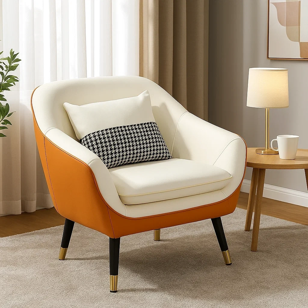Fauteuil design moderne avec coussin décoratif intégré