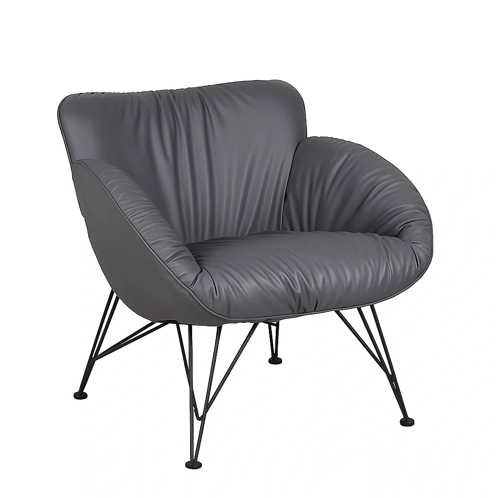 Fauteuil moderne rembourré avec structure en métal