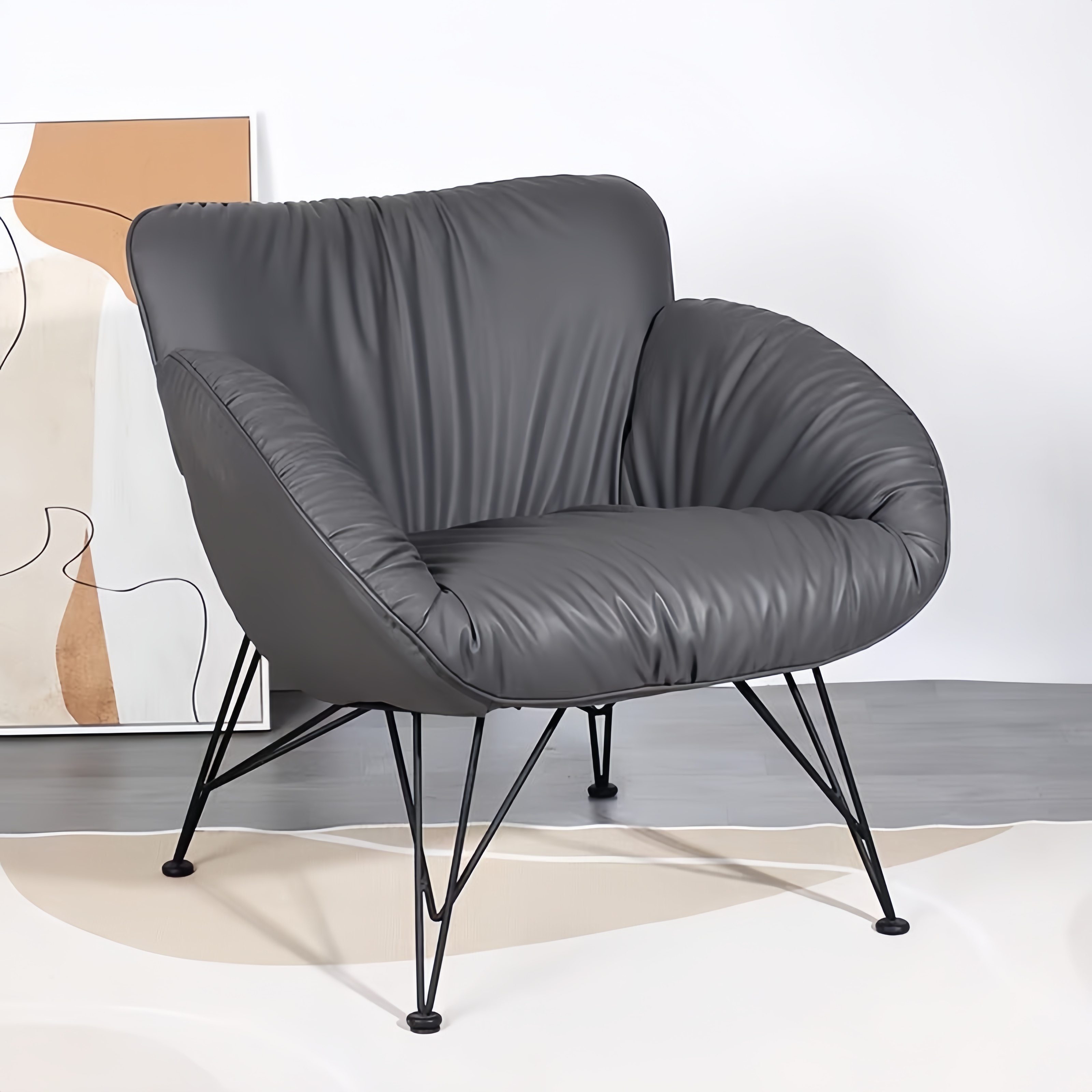 Fauteuil moderne rembourré avec structure en métal