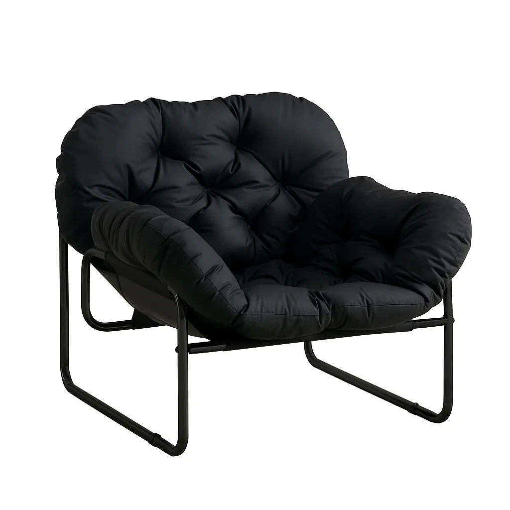 Fauteuil design moderne avec structure métallique et coussins rembourrés