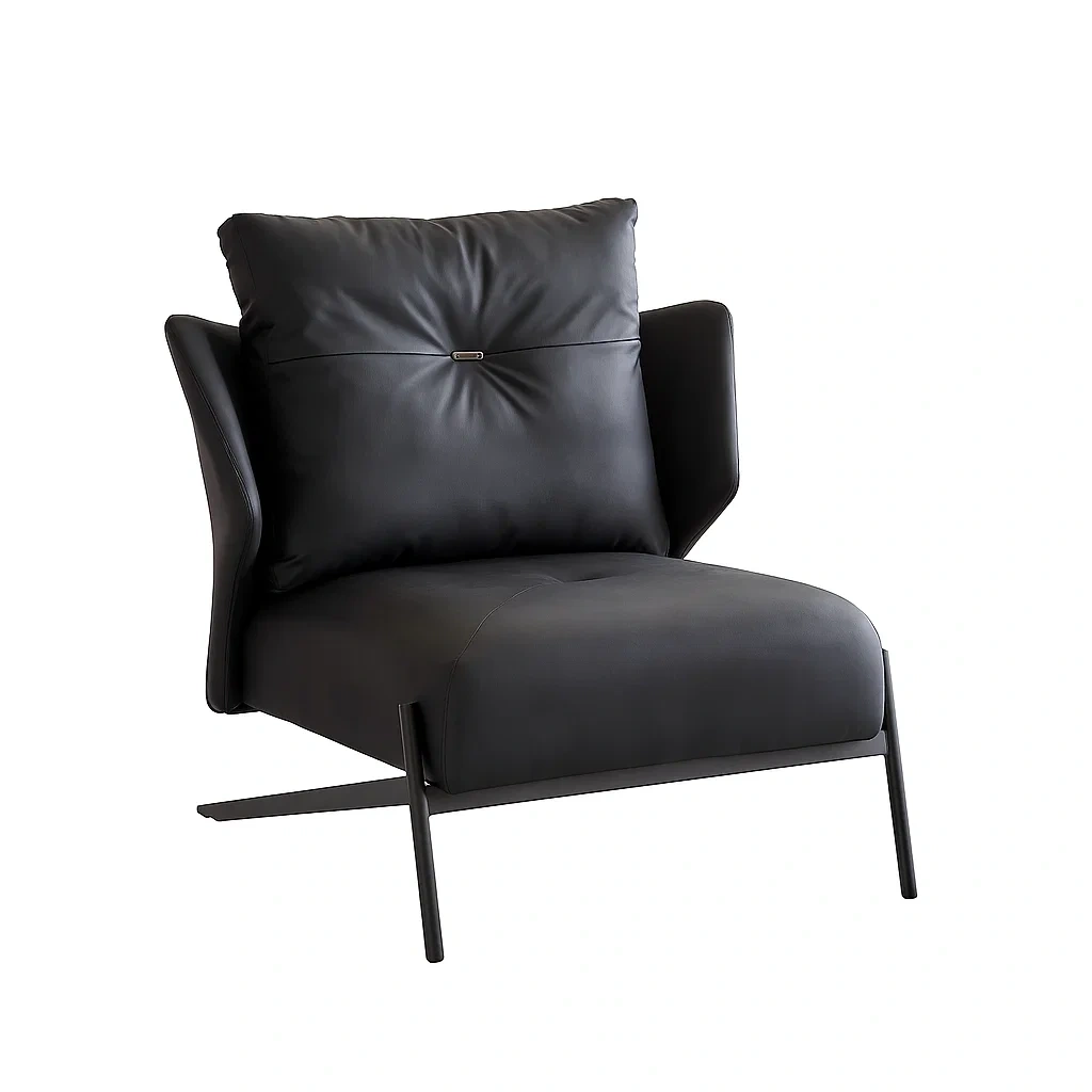 Fauteuil contemporain design avec coussin de dossier et assise rembourrée