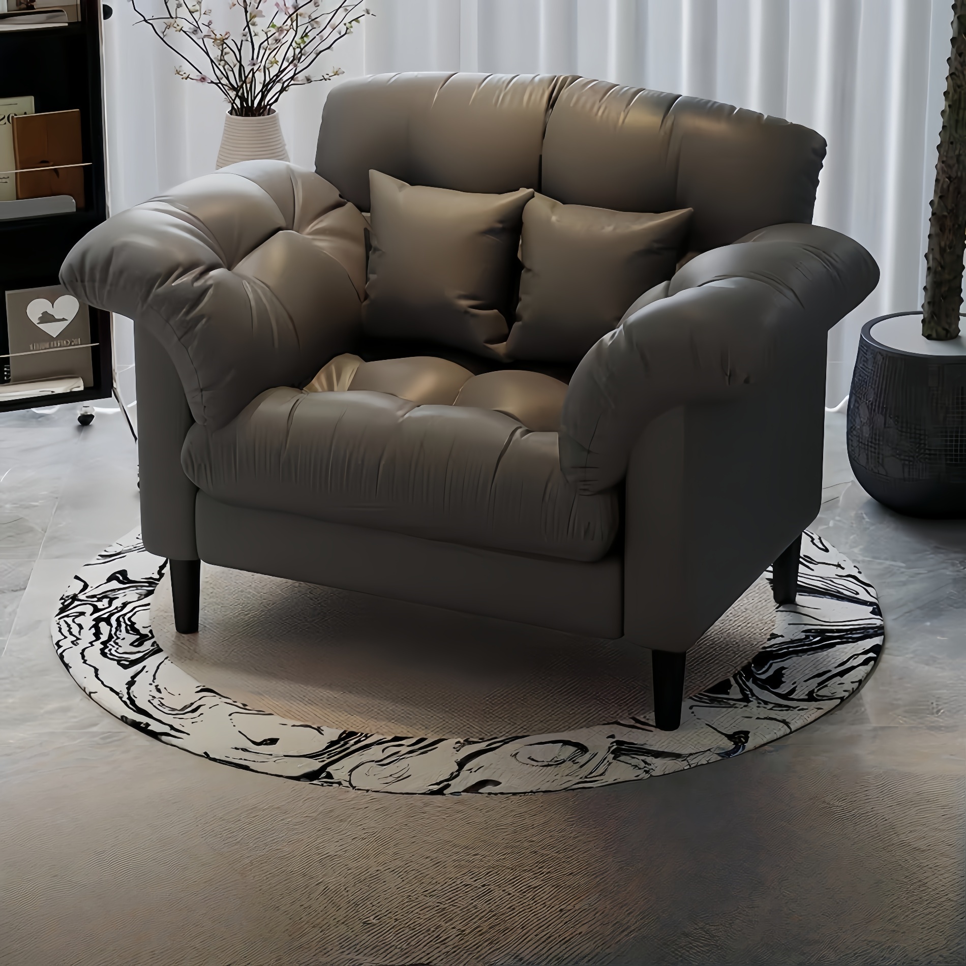 Fauteuil contemporain rembourré avec coussins inclus