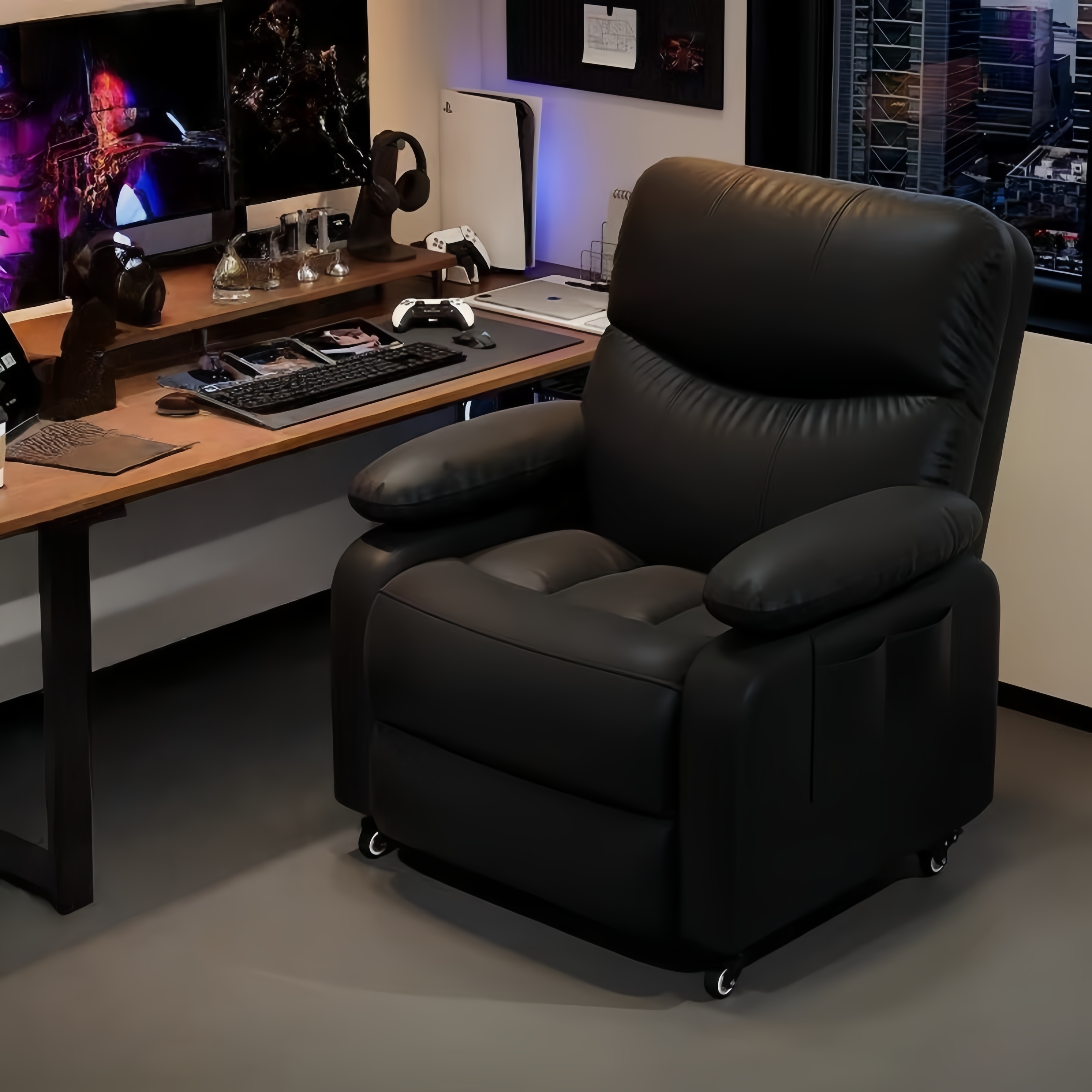 Fauteuil relax moderne avec accoudoirs rembourrés et dossier confortable