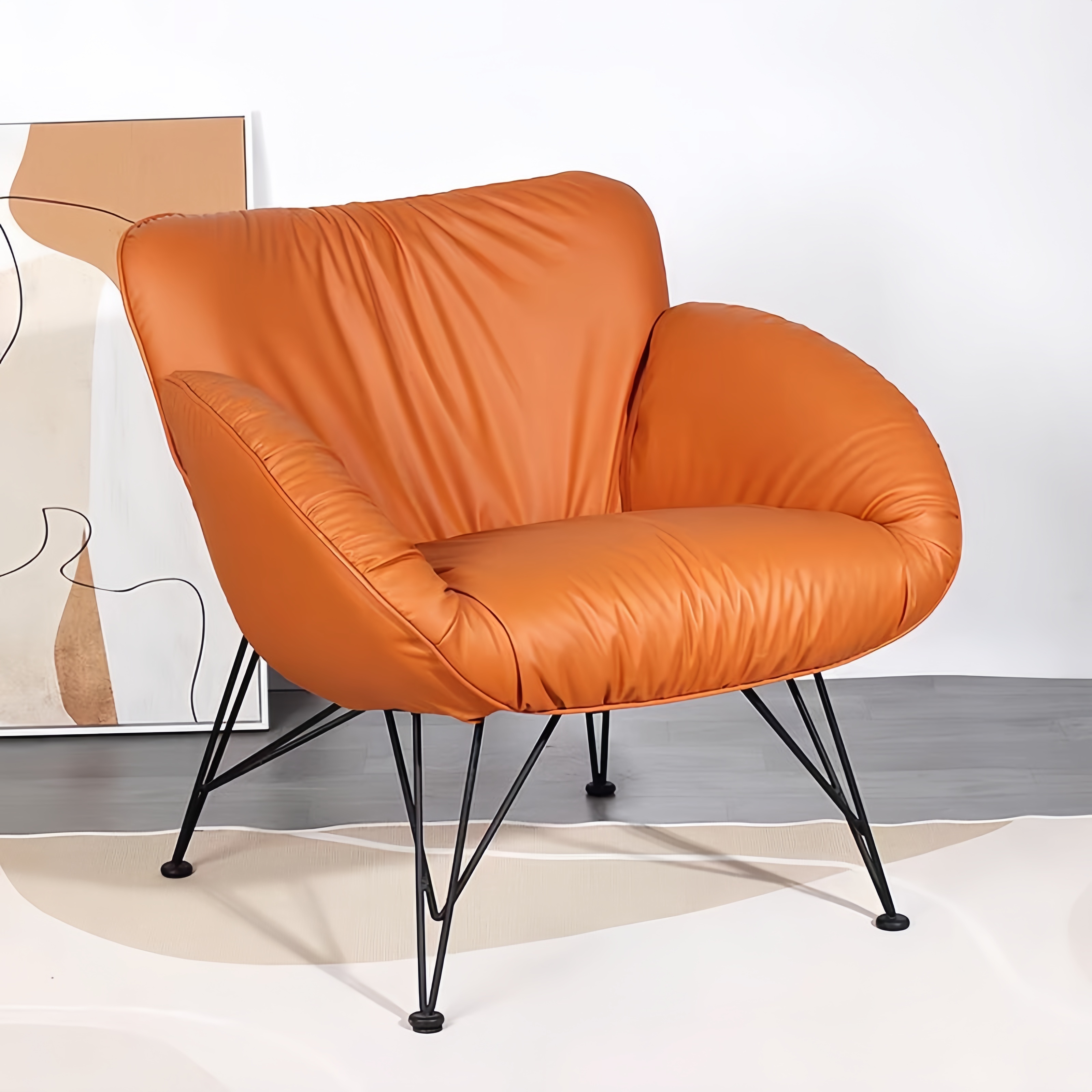 Fauteuil moderne rembourré avec structure en métal