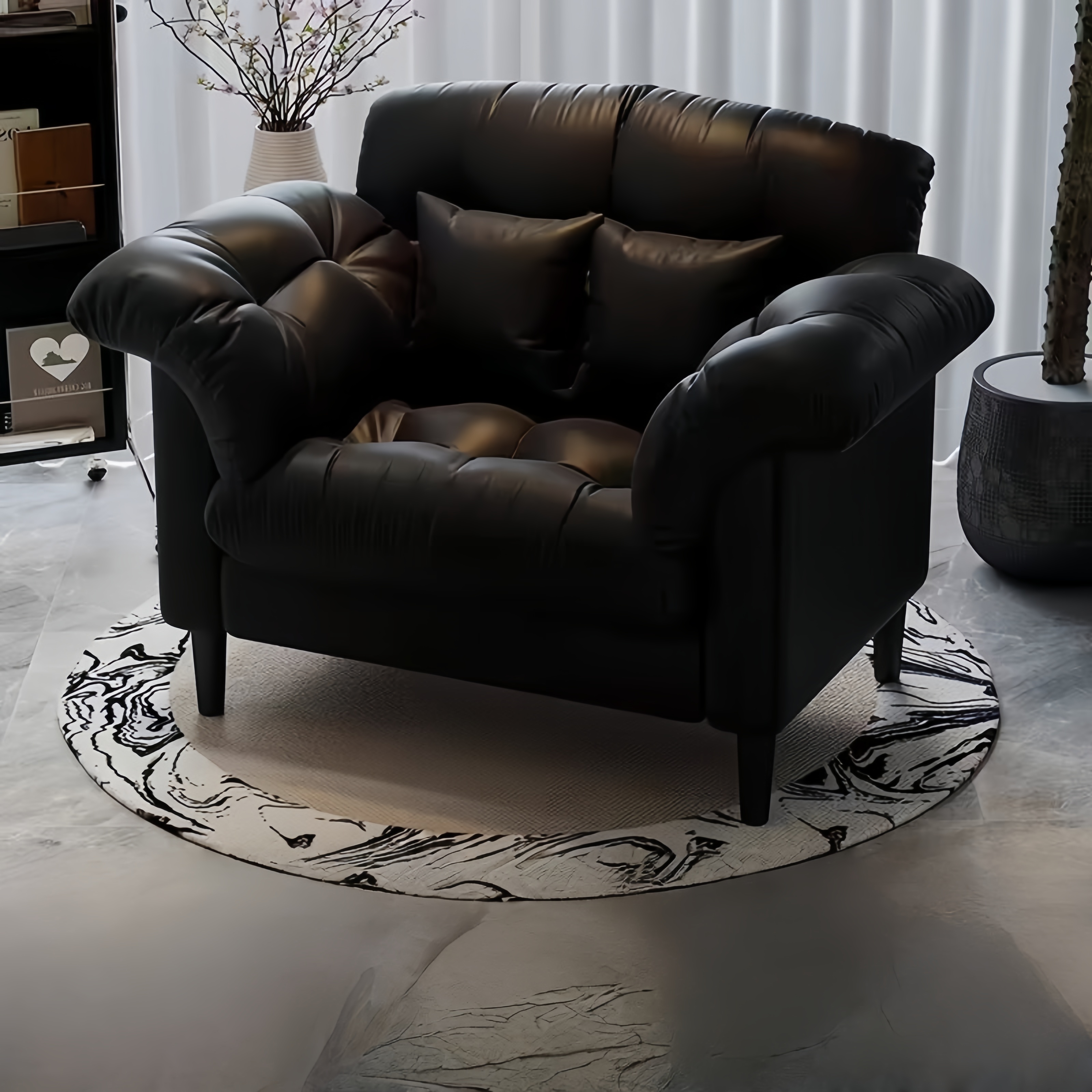 Fauteuil contemporain rembourré avec coussins inclus