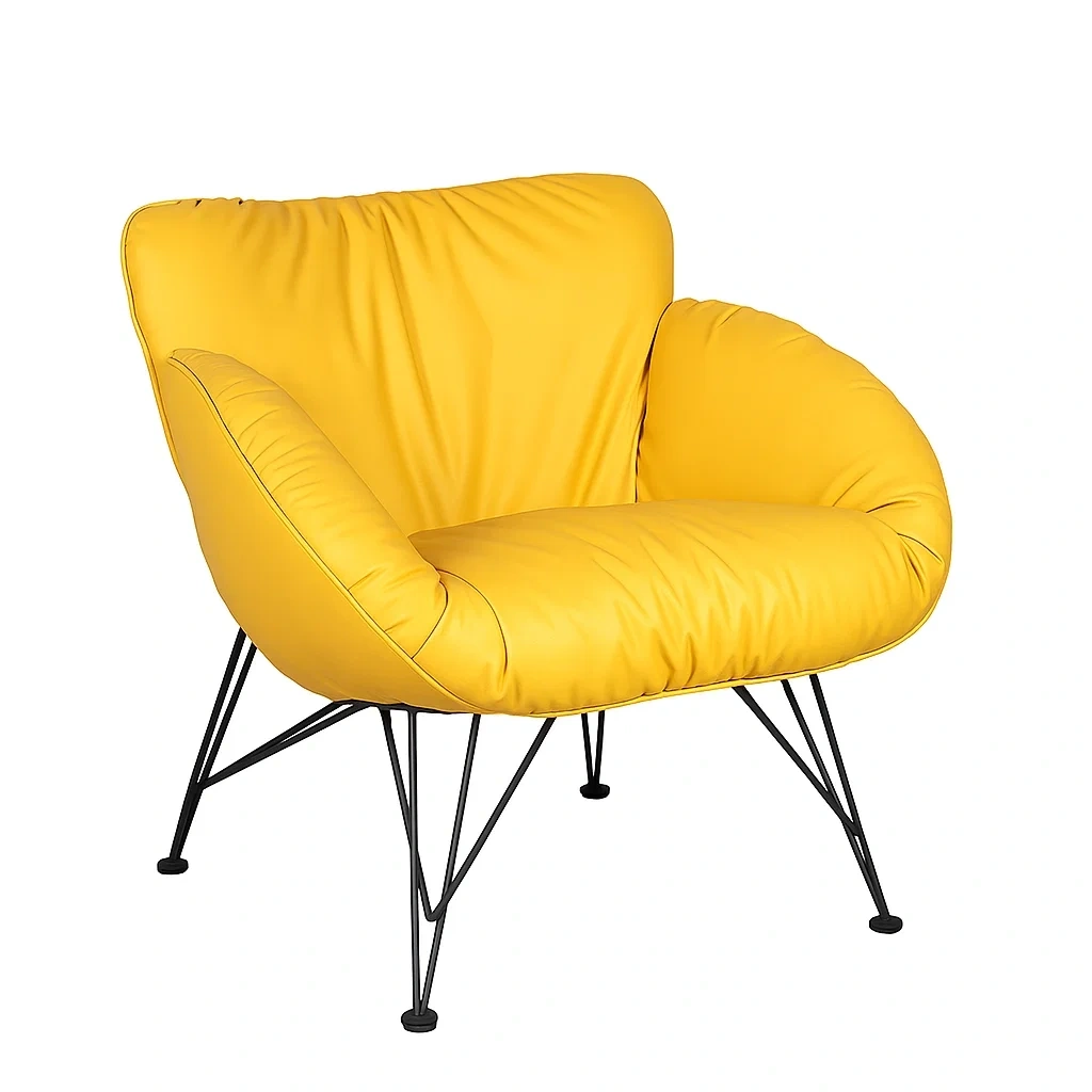 Fauteuil moderne rembourré avec structure en métal