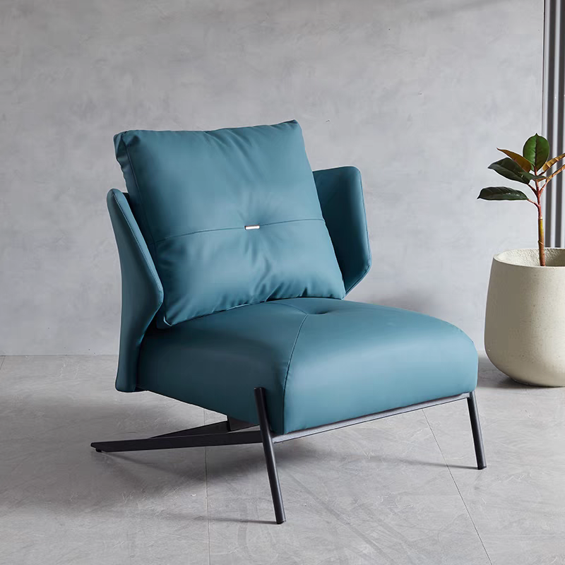 Fauteuil contemporain design avec coussin de dossier et assise rembourrée