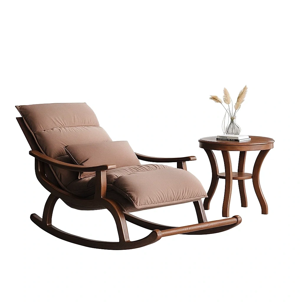 Ensemble 2 pièces avec fauteuil à bascule et table basse en bois