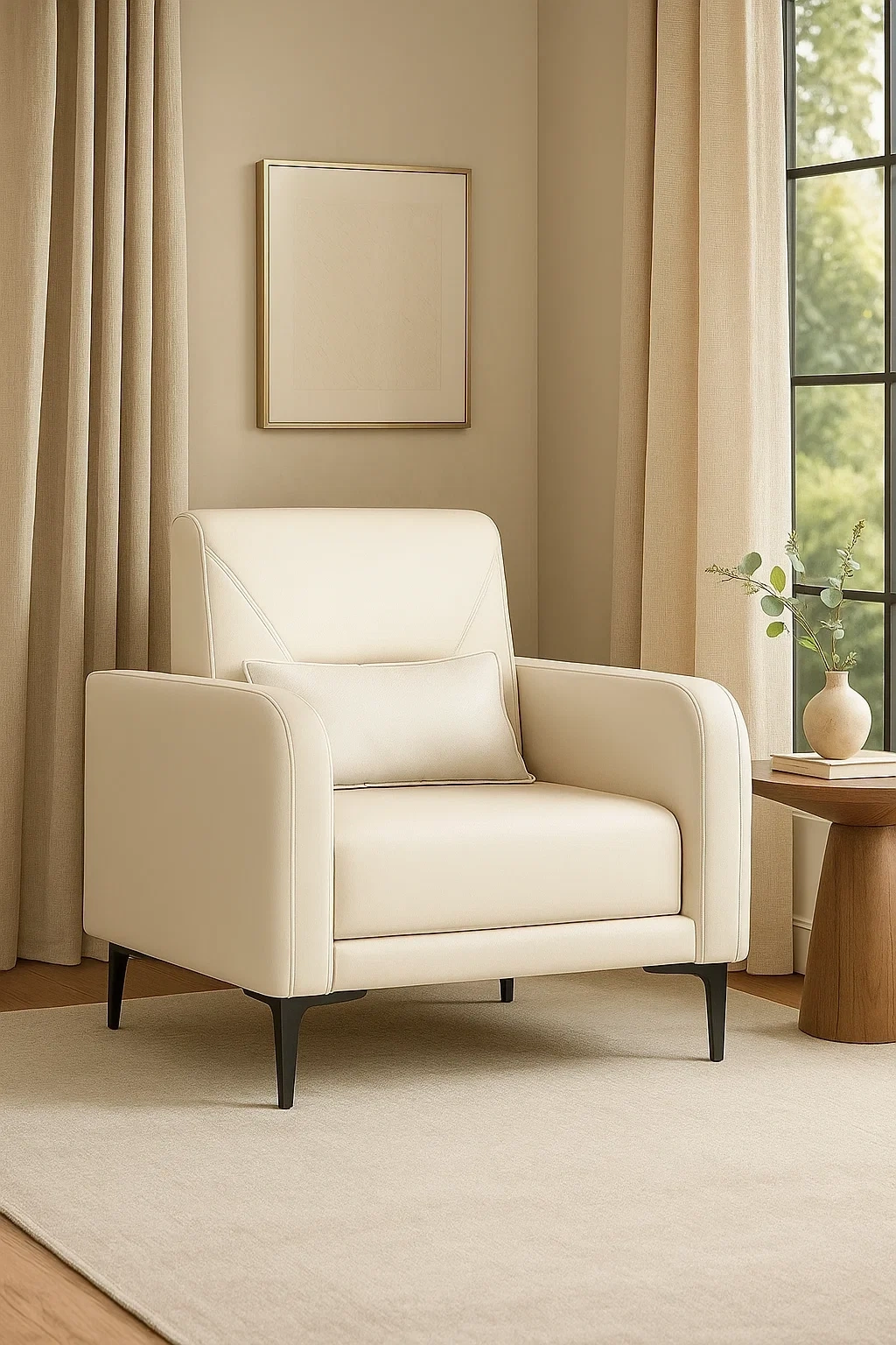 Fauteuil design moderne en cuir avec coussin de soutien