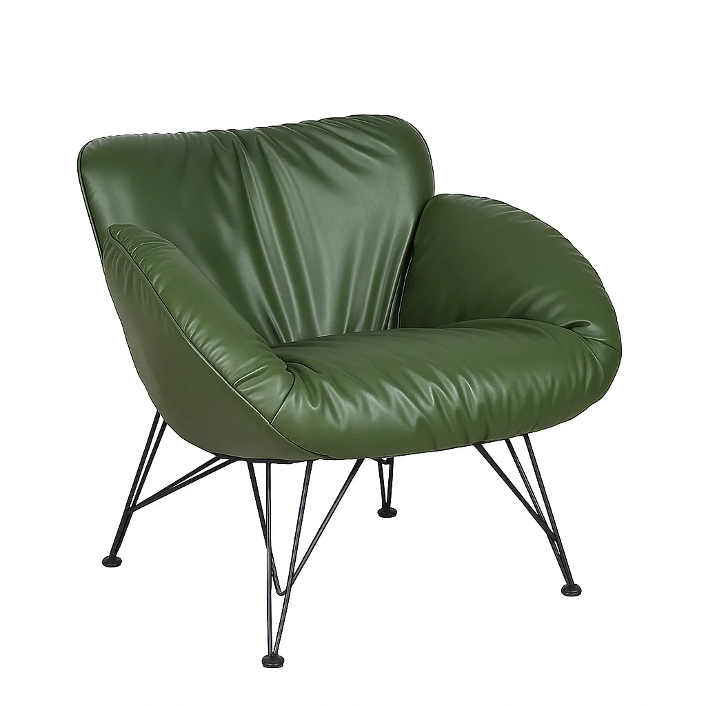 Fauteuil moderne rembourré avec structure en métal