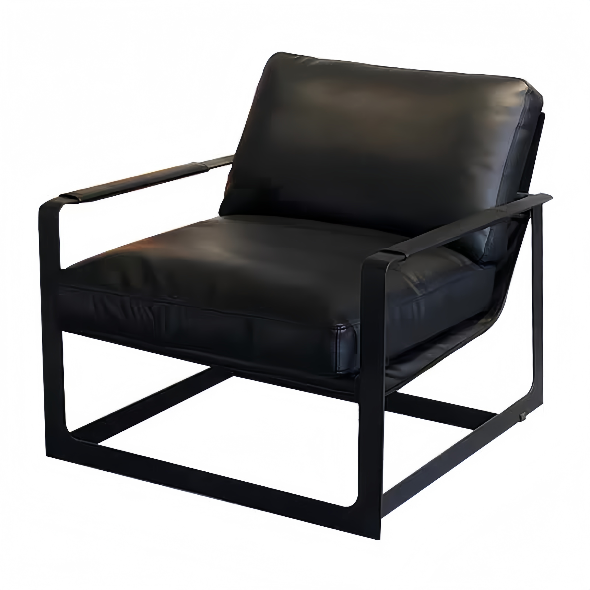 Fauteuil moderne en cuir avec structure en métal