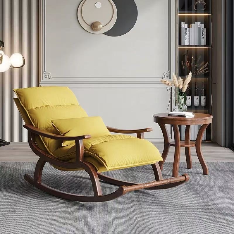 Ensemble 2 pièces avec fauteuil à bascule et table basse en bois