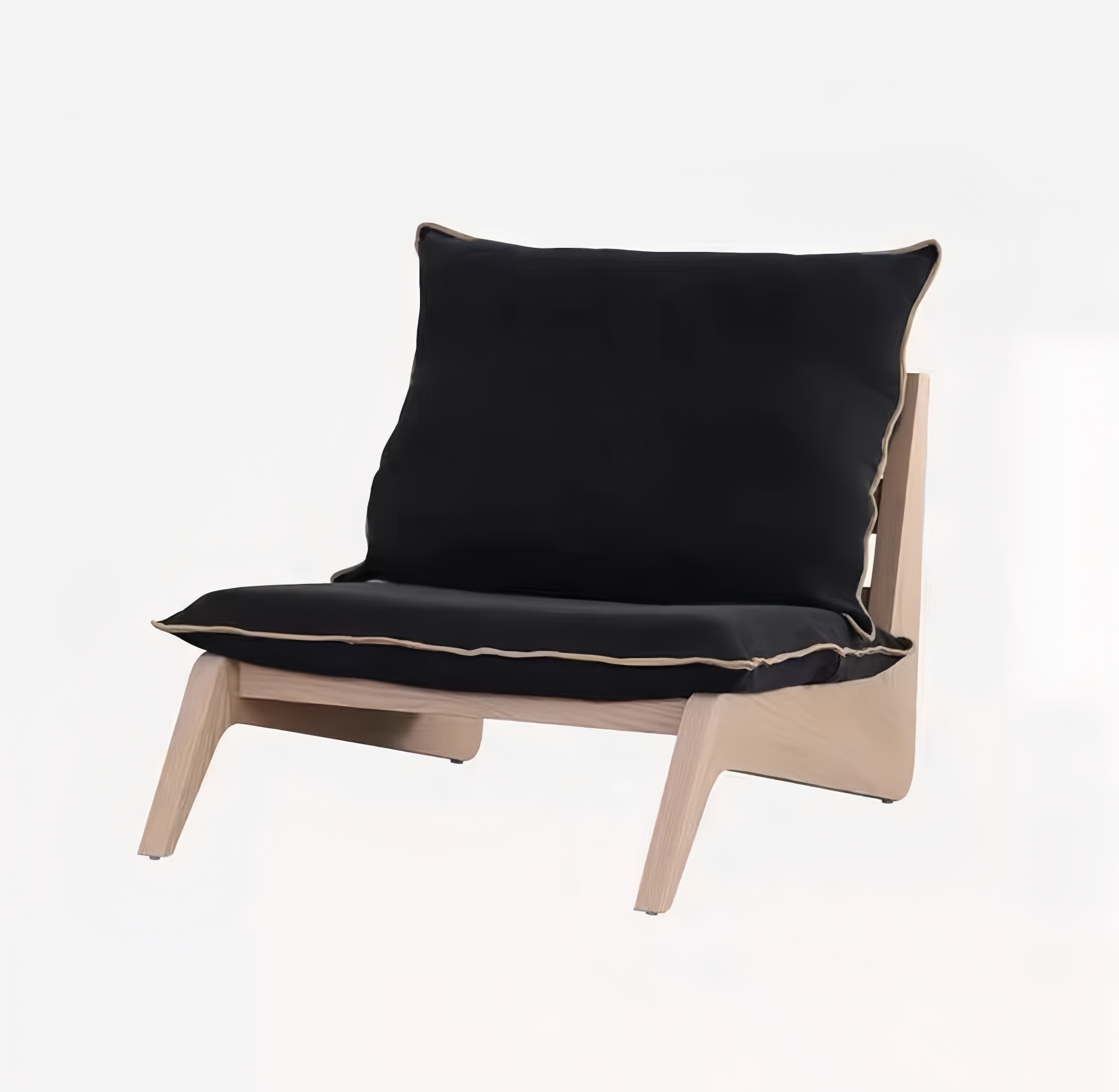 Fauteuil bas contemporain en bois et coussins rembourrés