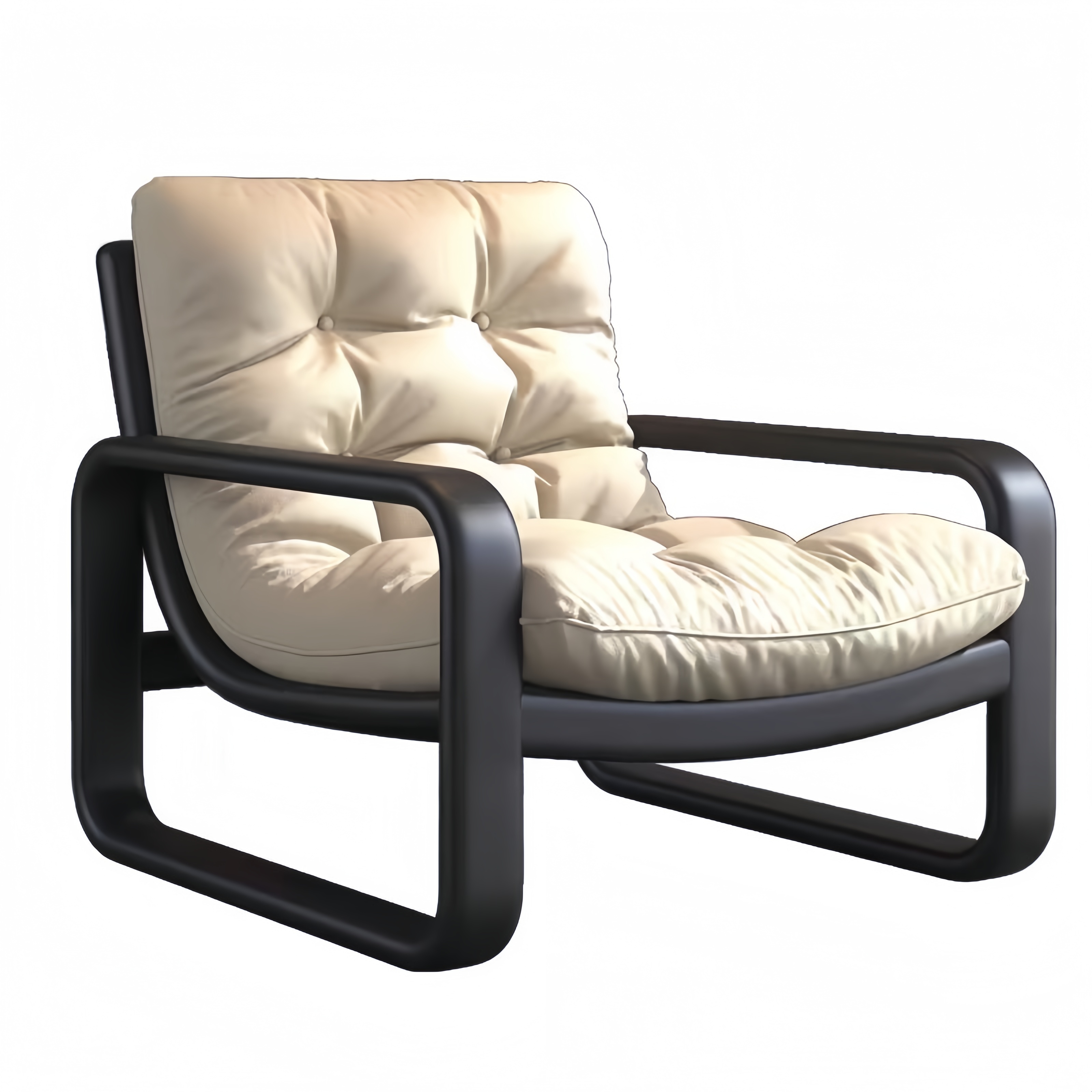 Fauteuil moderne capitonné avec structure en bois massif