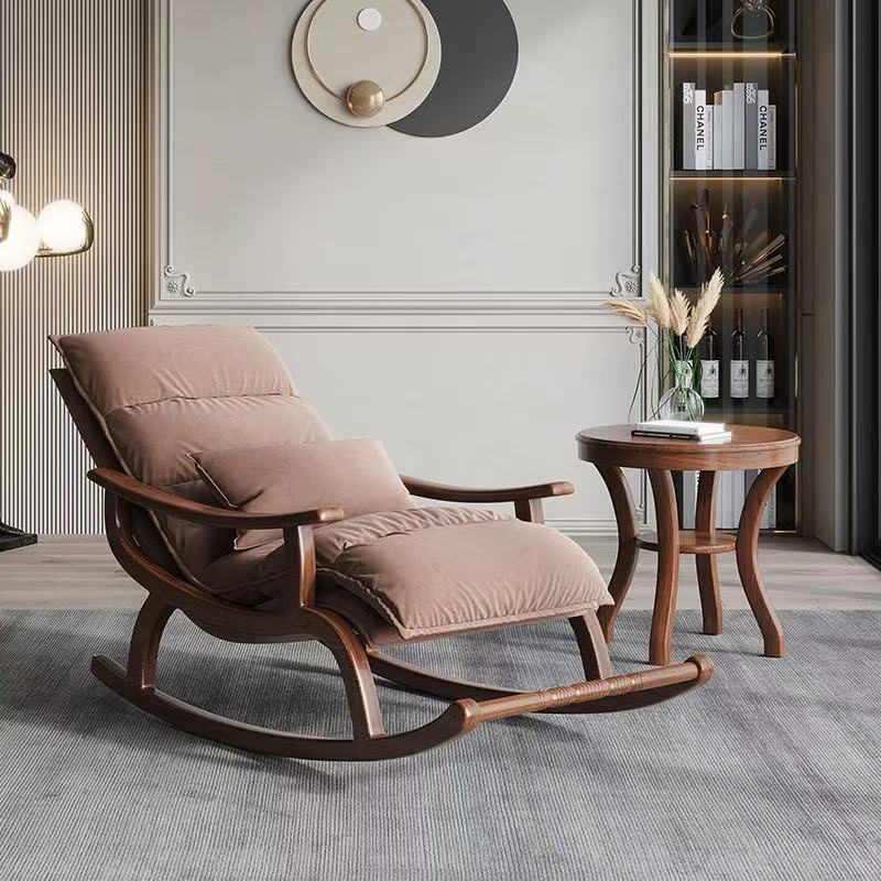 Ensemble 2 pièces avec fauteuil à bascule et table basse en bois