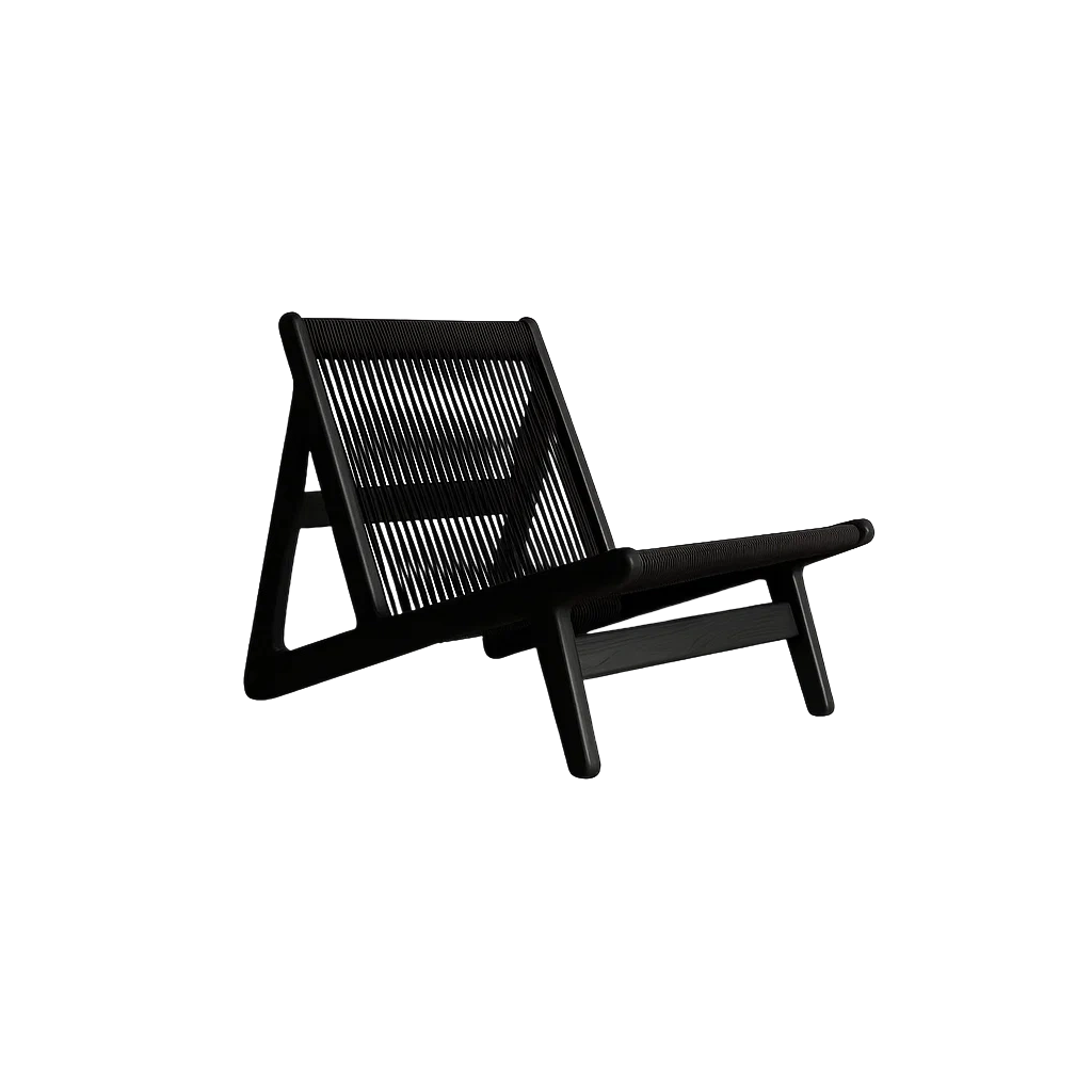 Chaise design moderne en bois massif et corde tressée