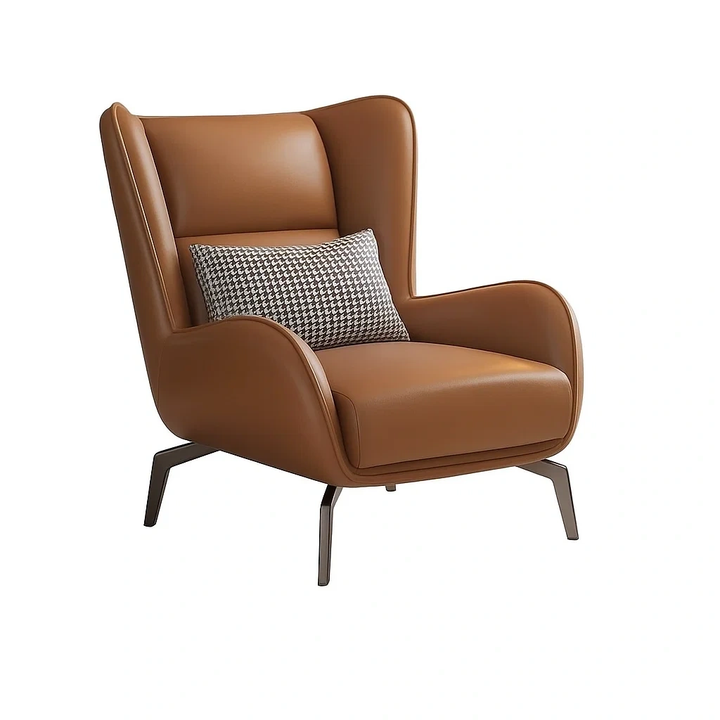 Fauteuil contemporain haut dossier avec coussin décoratif