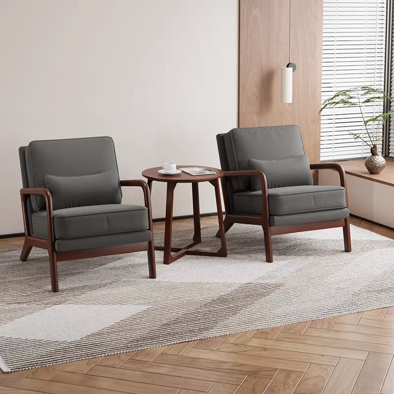 Ensemble de salon 3 pièces avec 2 fauteuils et 1 table basse en bois