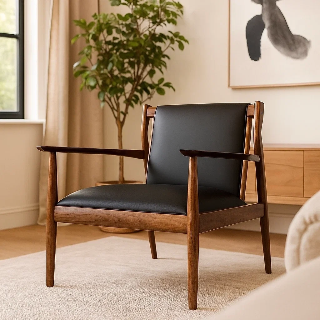 Fauteuil en bois massif avec assise rembourrée