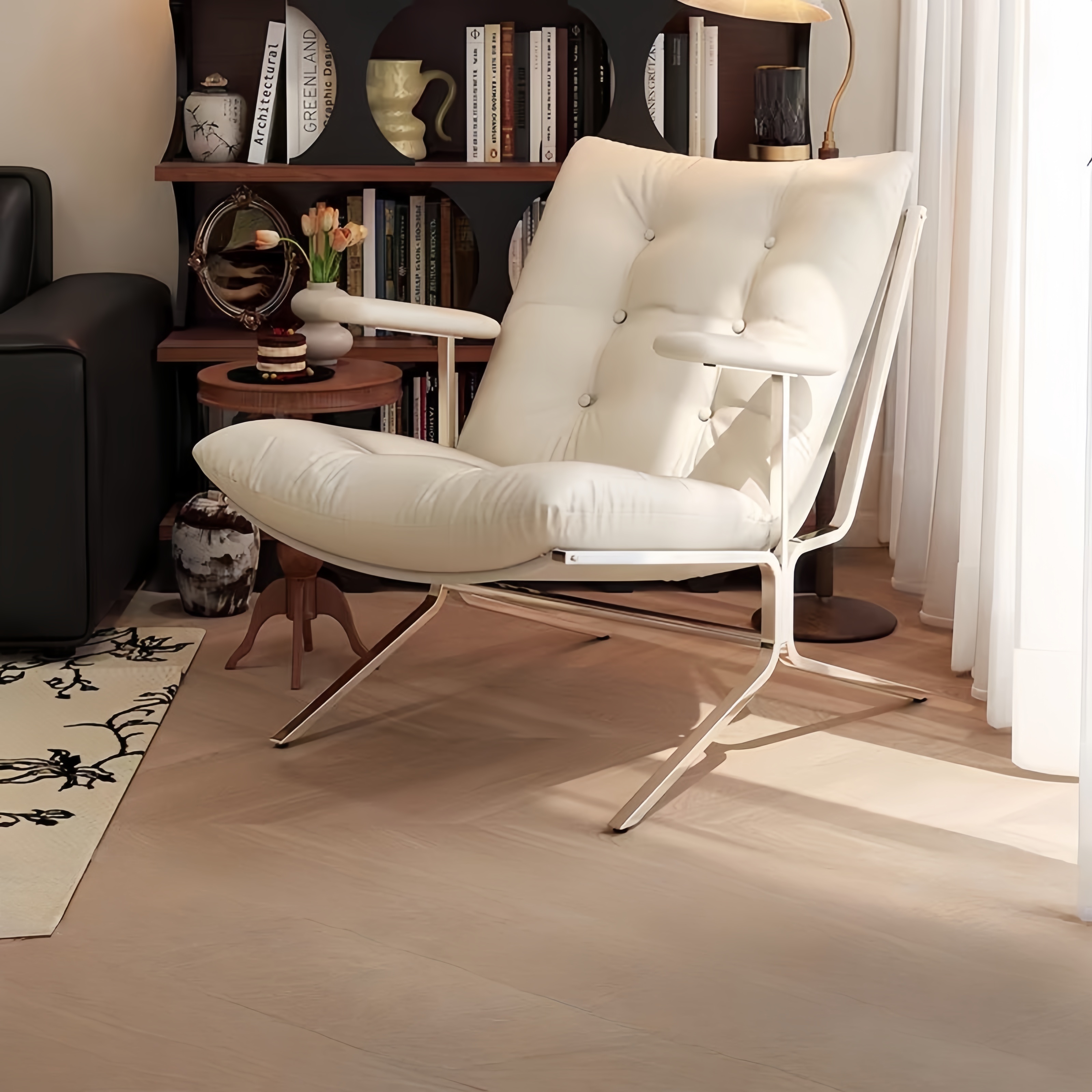 Fauteuil design contemporain avec accoudoirs rembourrés