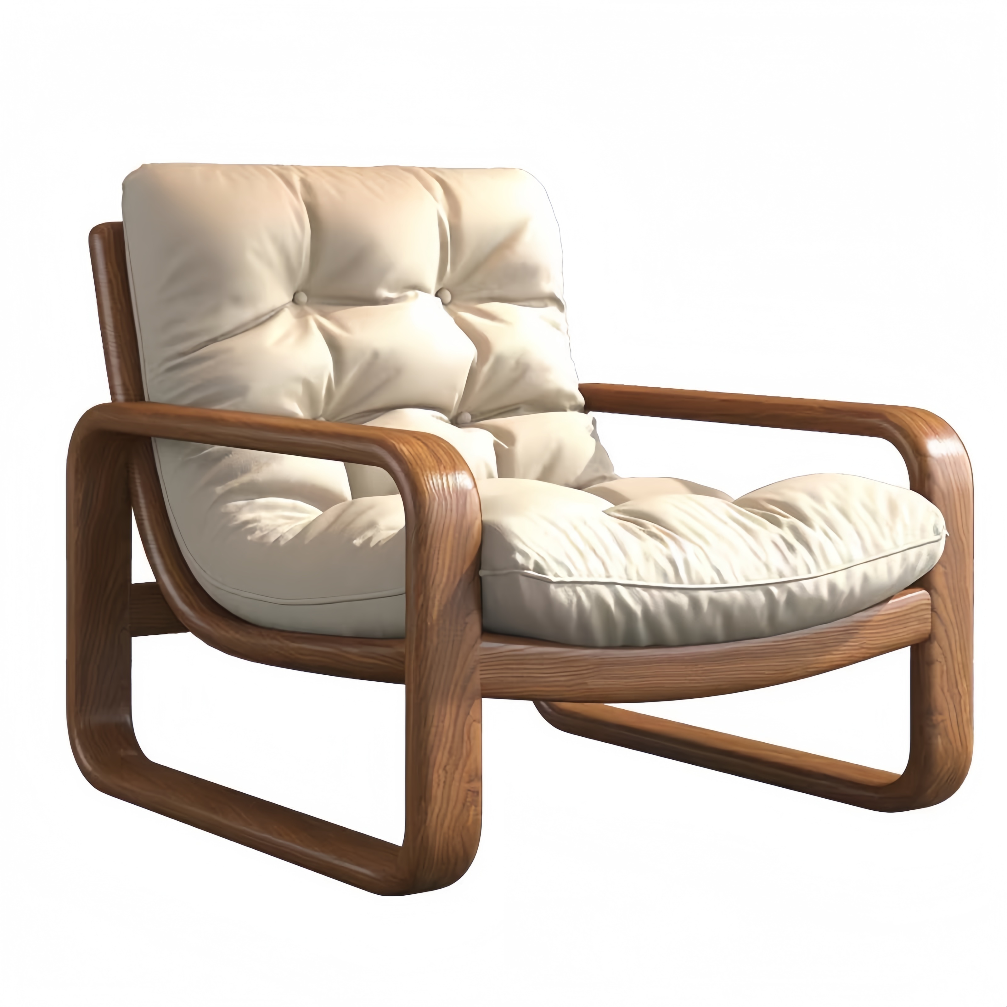 Fauteuil moderne capitonné avec structure en bois massif