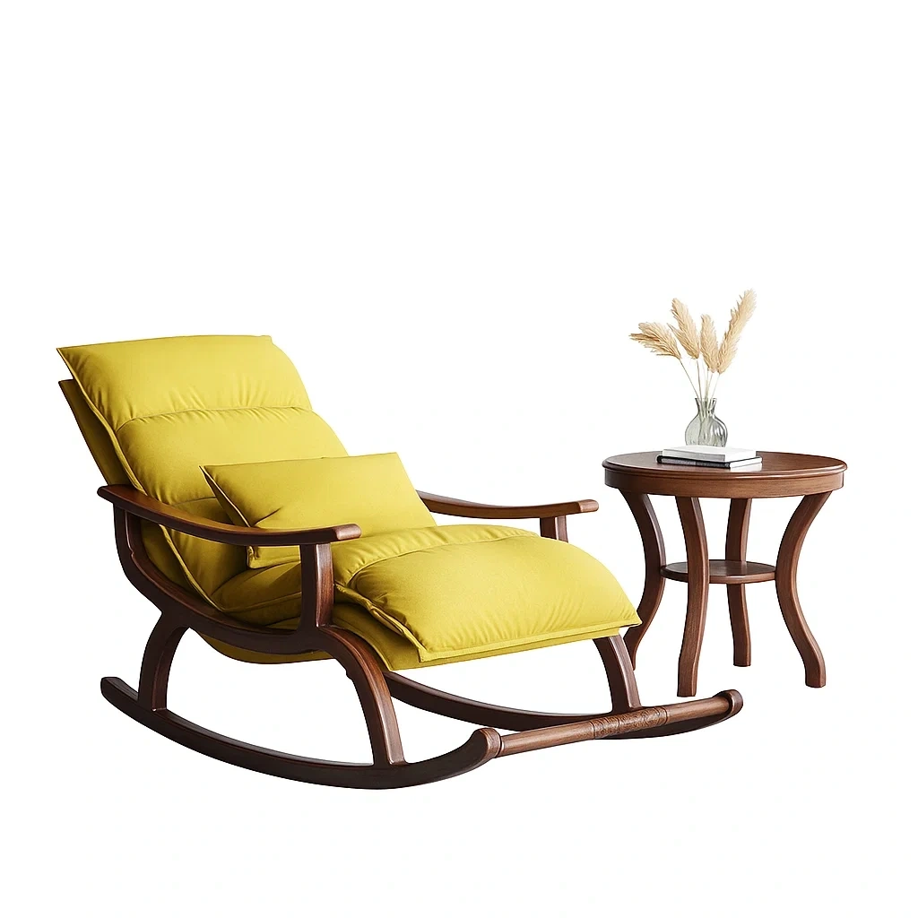 Ensemble 2 pièces avec fauteuil à bascule et table basse en bois