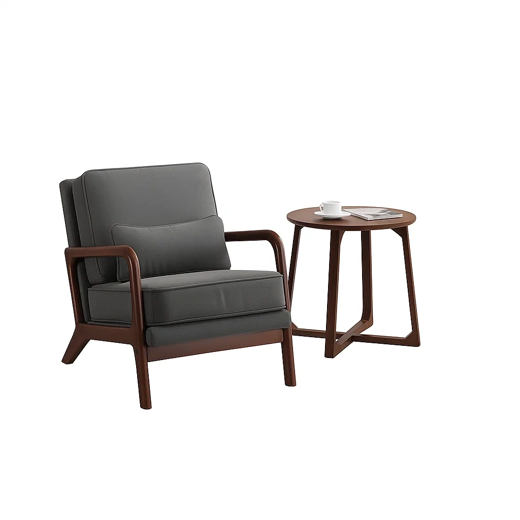 Ensemble 2 pièces avec 1 fauteuil et 1 table basse en bois