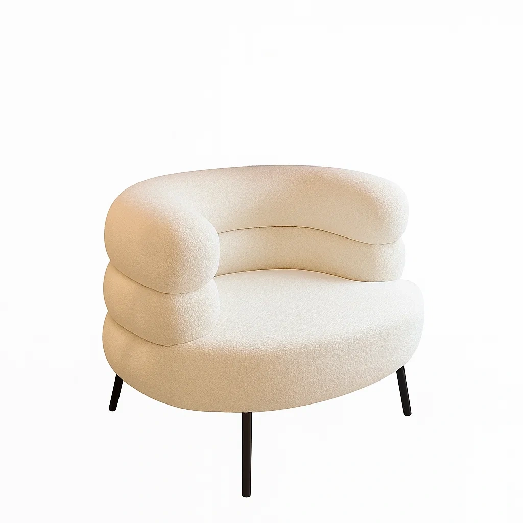 Fauteuil design moderne avec dossier arrondi et assise rembourrée