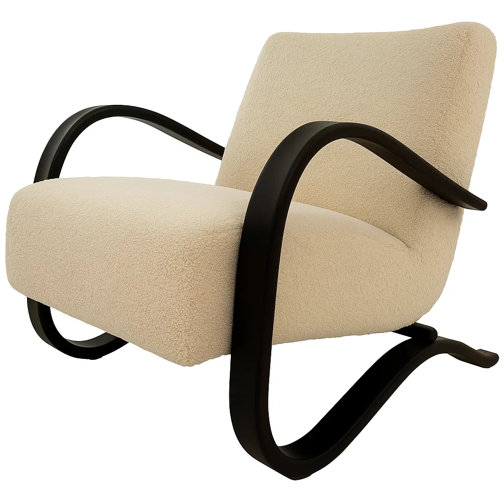 Fauteuil lounge design avec accoudoirs courbés