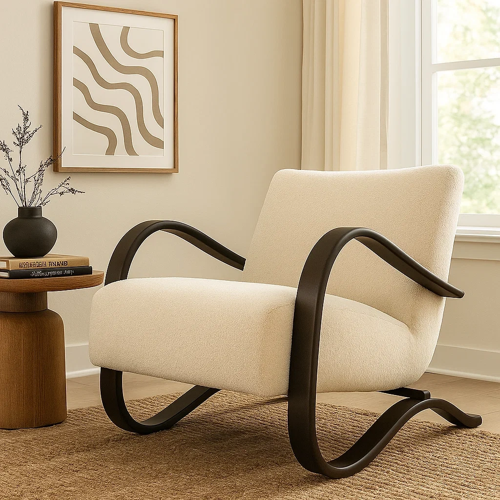 Fauteuil lounge design avec accoudoirs courbés