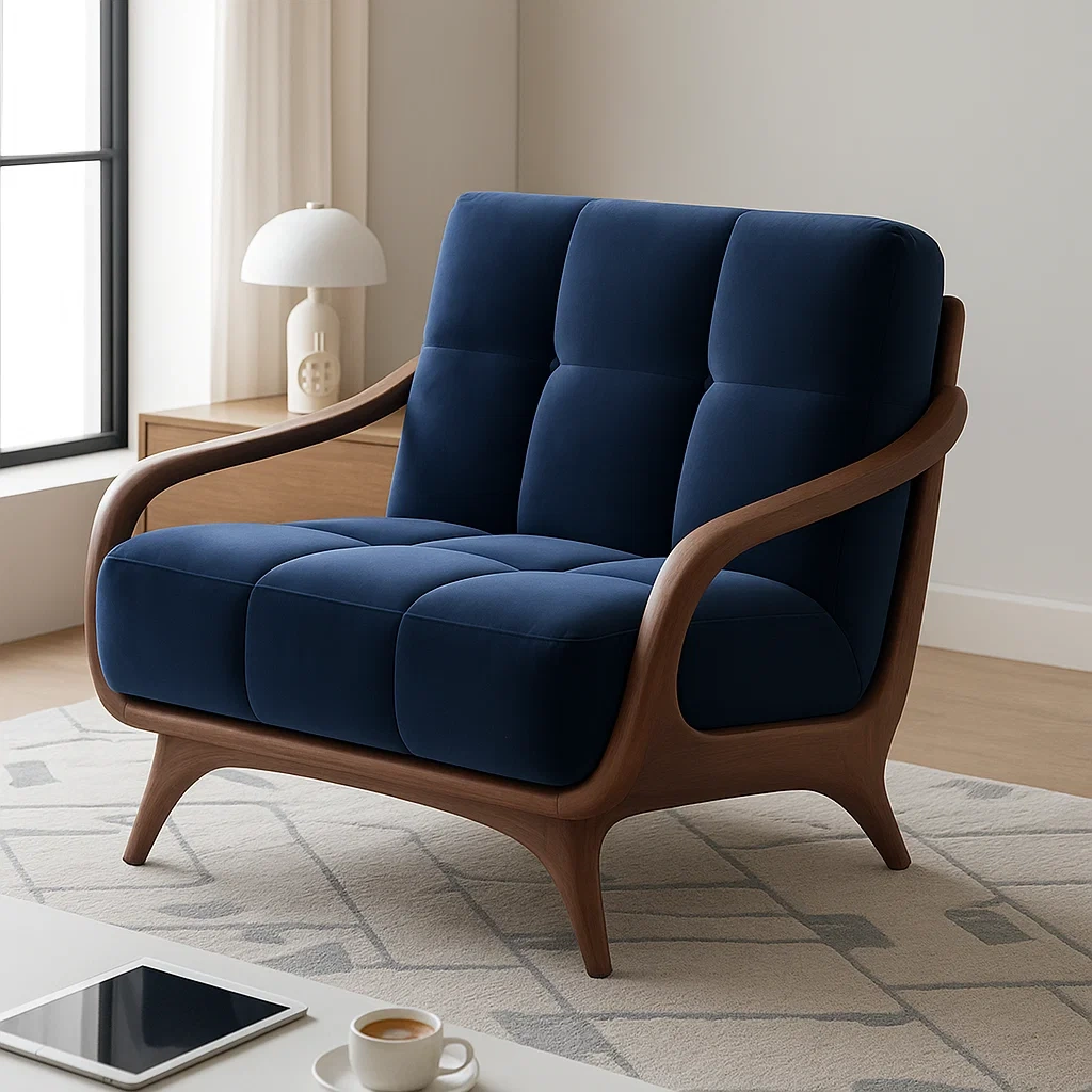 Canapé 2 places moderne avec structure en bois et assise rembourrée