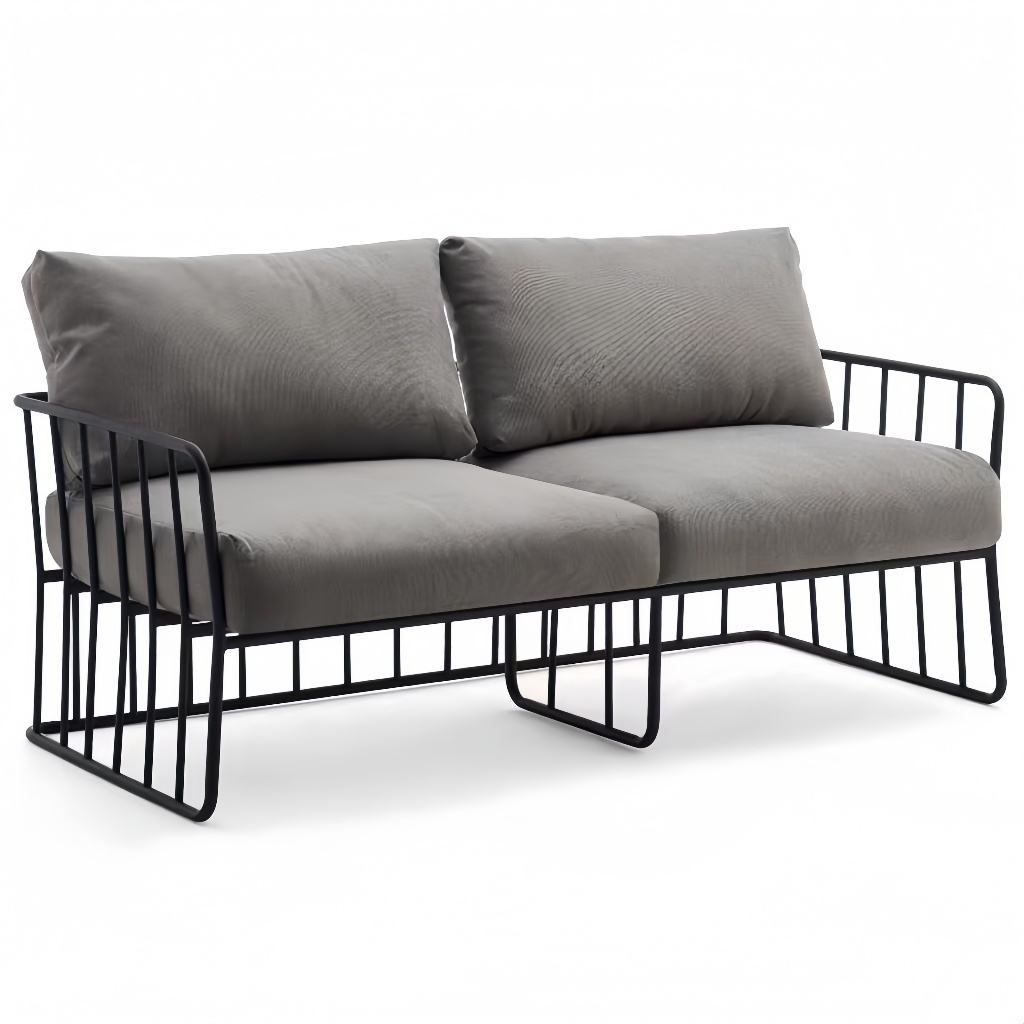 Canapé 2 places moderne avec structure métallique et coussins rembourrés