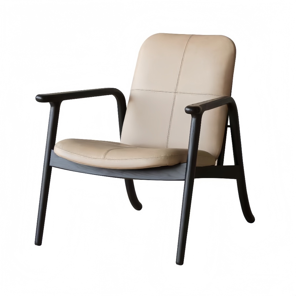 Fauteuil moderne avec structure en bois et assise rembourrée