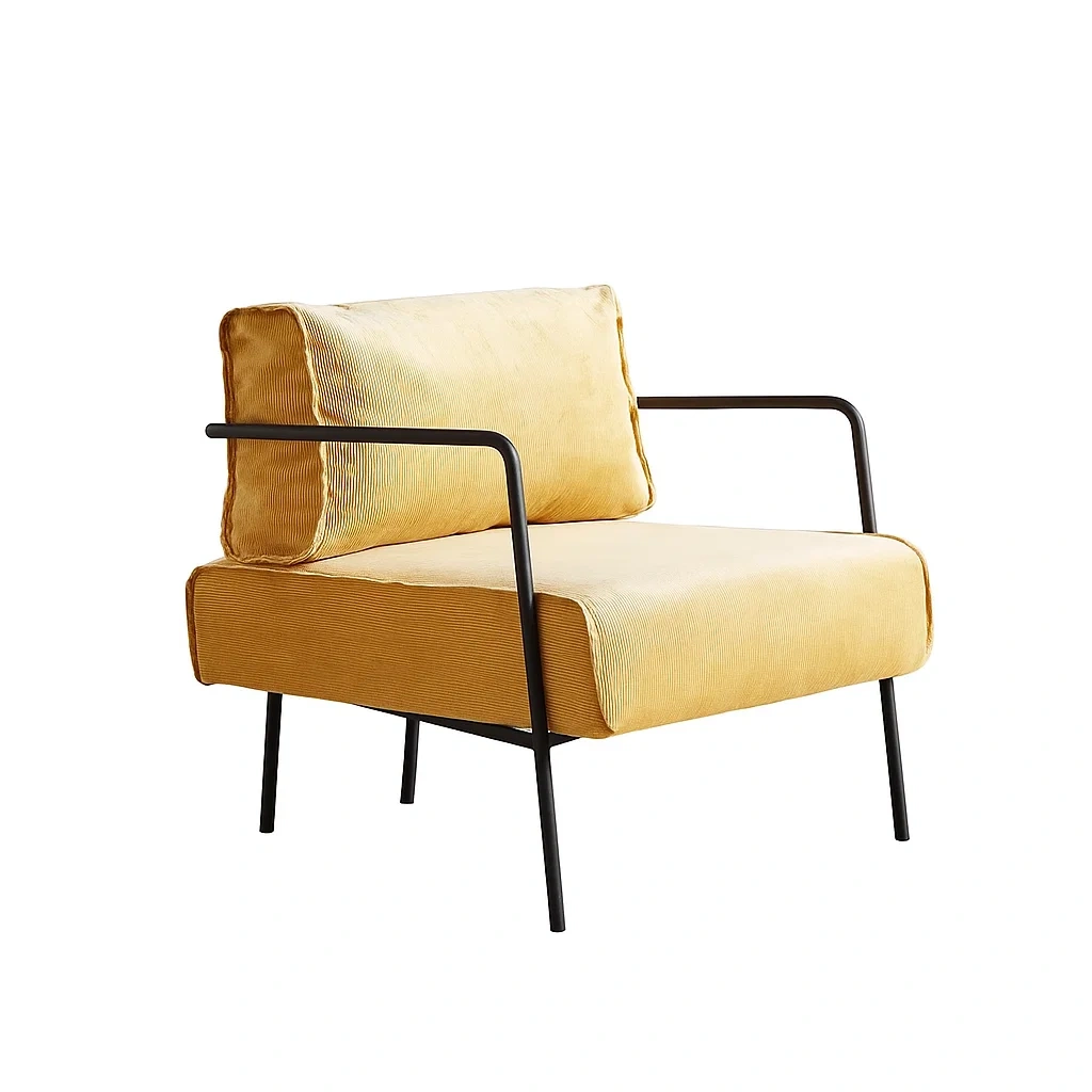 Fauteuil moderne avec structure métallique et assise rembourrée