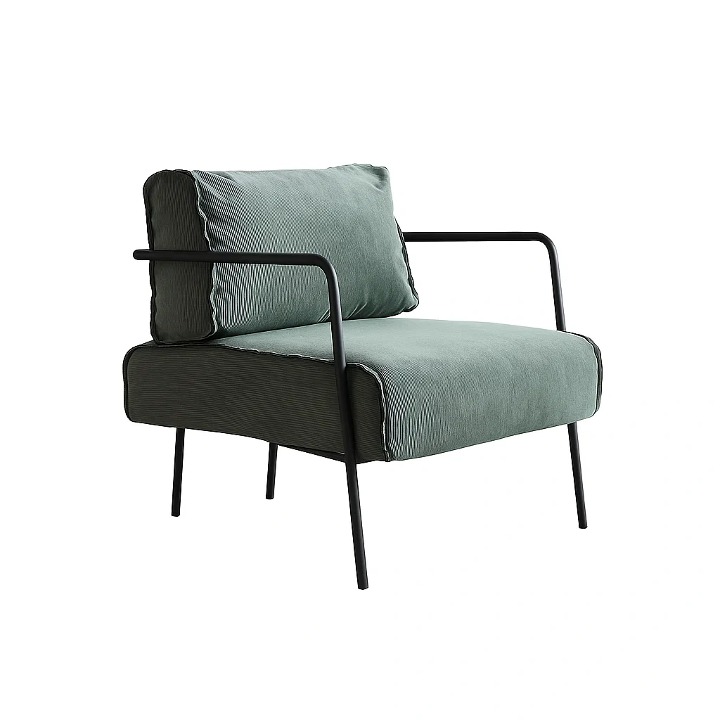 Fauteuil moderne avec structure métallique et assise rembourrée