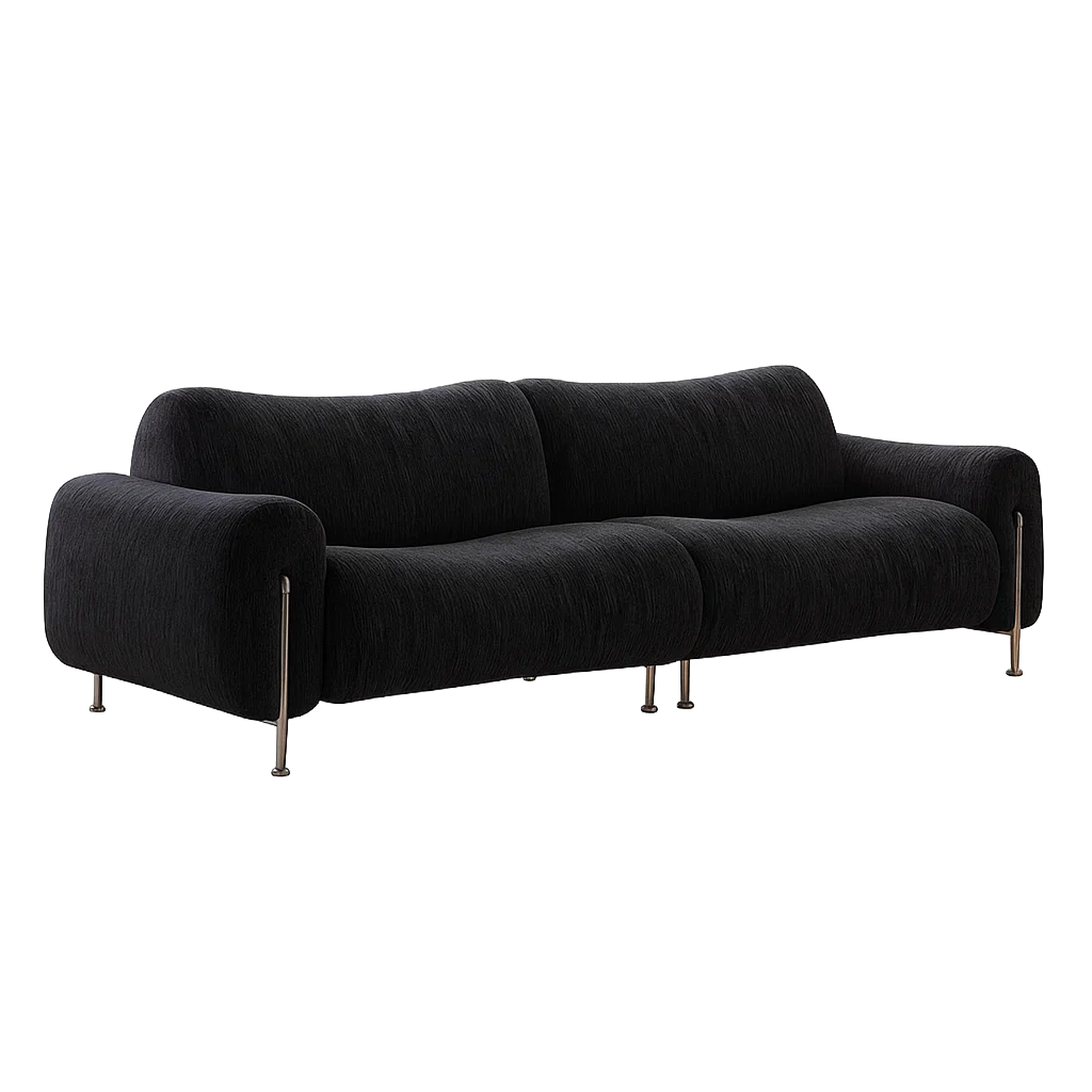 Canapé 3 places moderne avec structure métallique et assise rembourrée