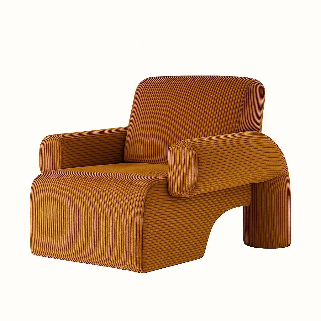Fauteuil moderne design avec assise rembourrée et structure originale