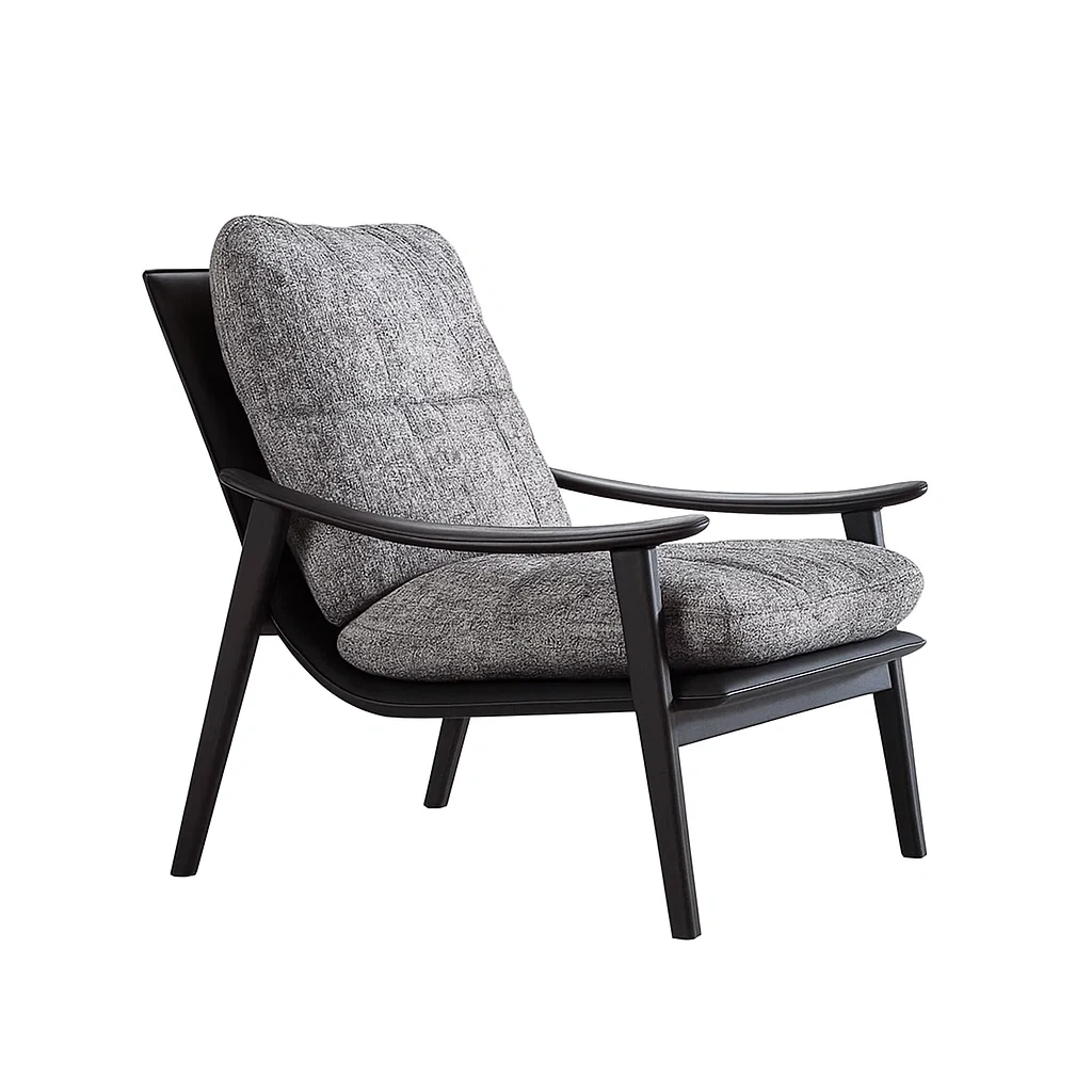 Fauteuil moderne avec structure en bois et coussins rembourrés