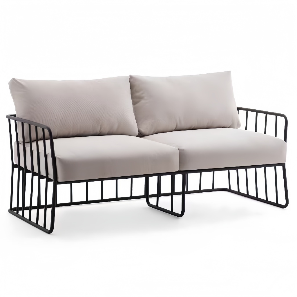 Canapé 2 places moderne avec structure métallique et coussins rembourrés