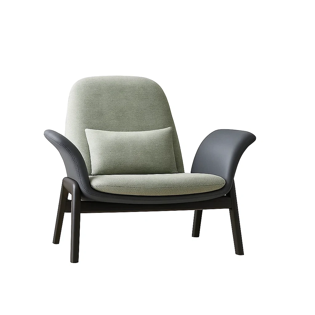 Fauteuil moderne avec structure en bois et assise rembourrée