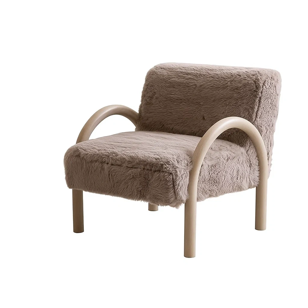 Fauteuil moderne avec structure en bois et revêtement en tissu doux