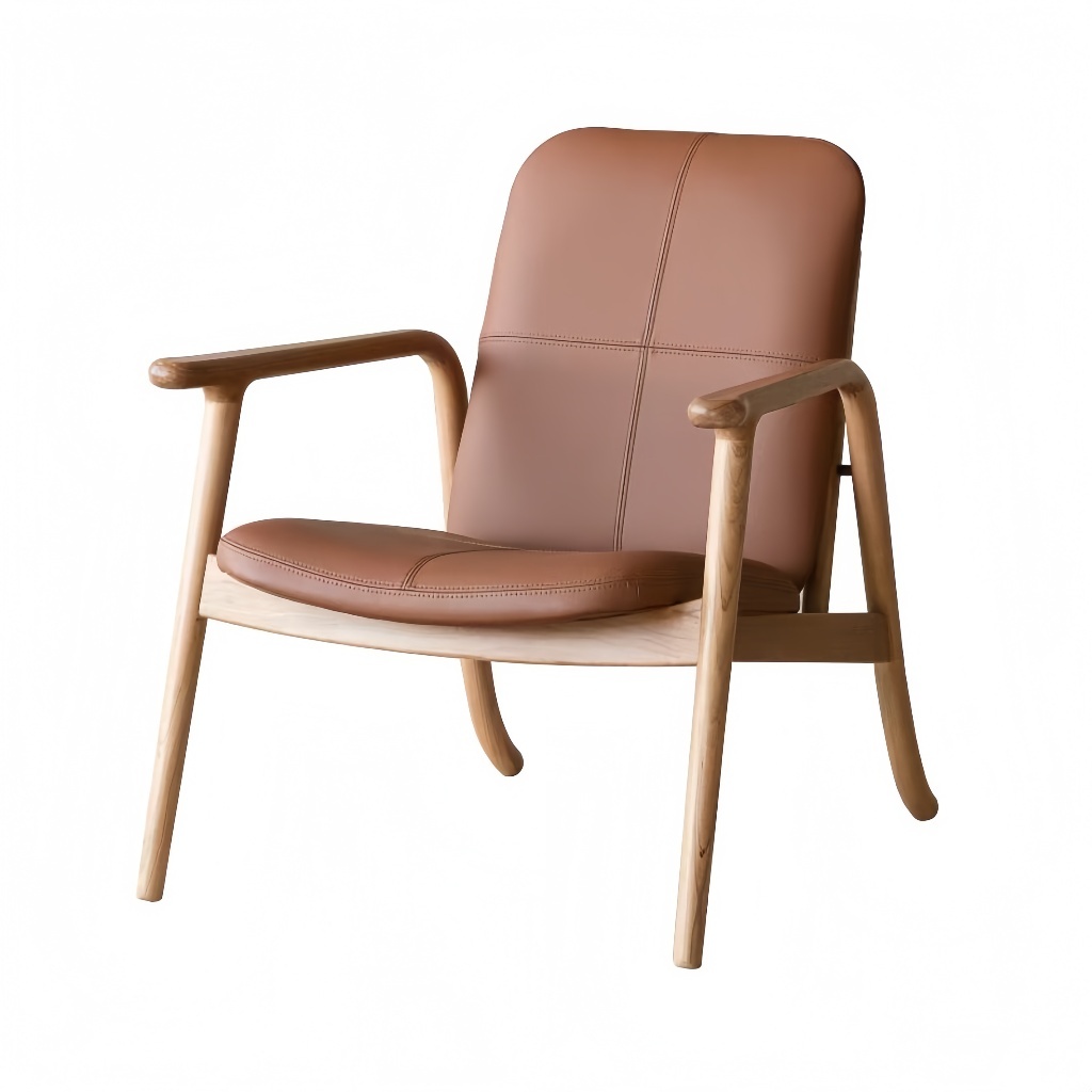 Fauteuil moderne avec structure en bois et assise rembourrée