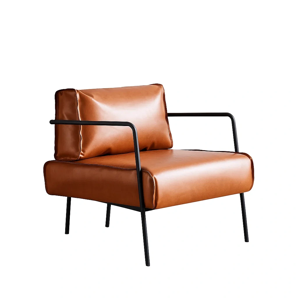 Fauteuil moderne avec structure métallique et assise rembourrée